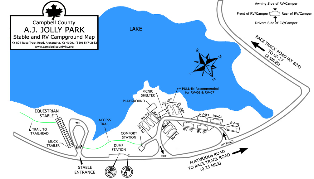 AJ Jolly Park Stable and RV Campground Map