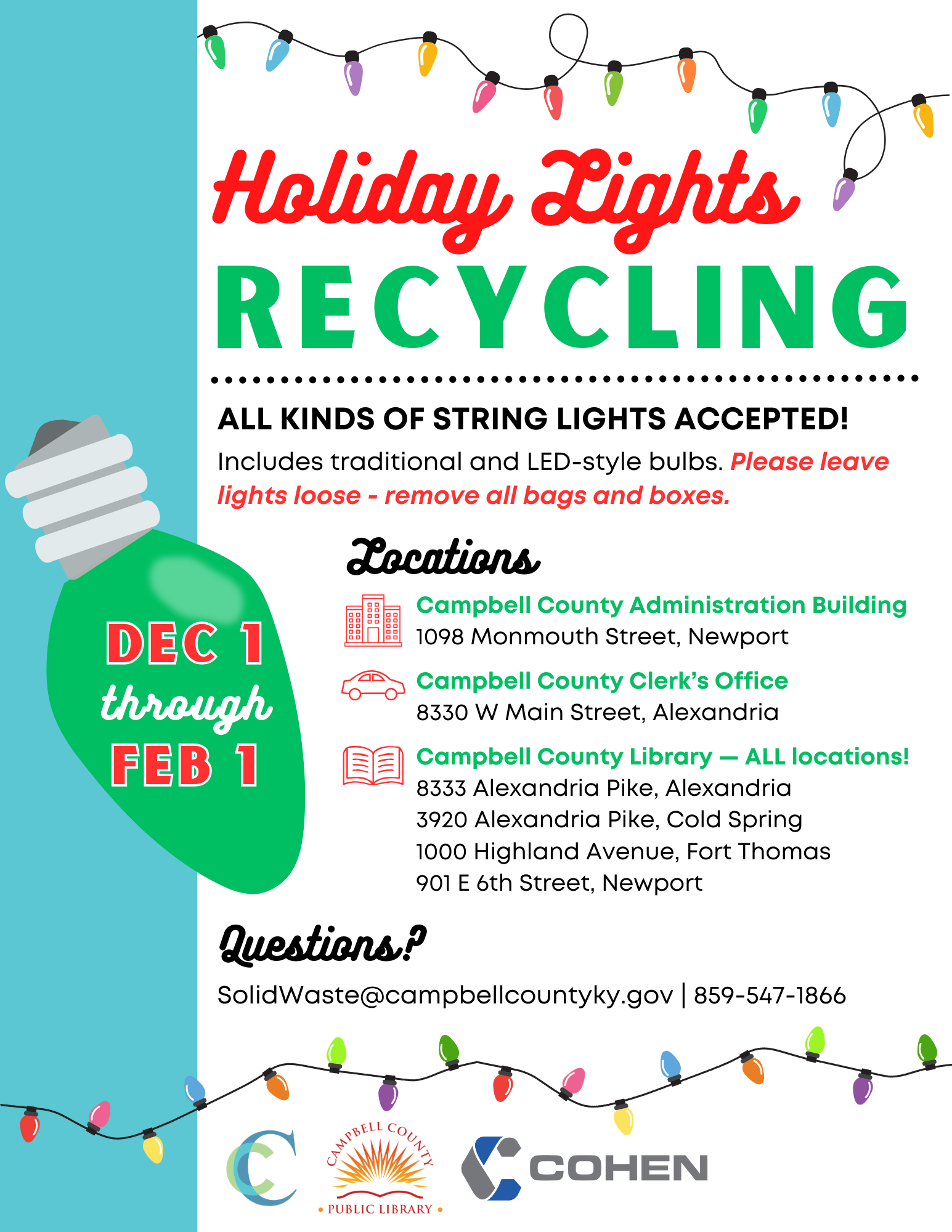 Holiday Lights Recycling Flyer